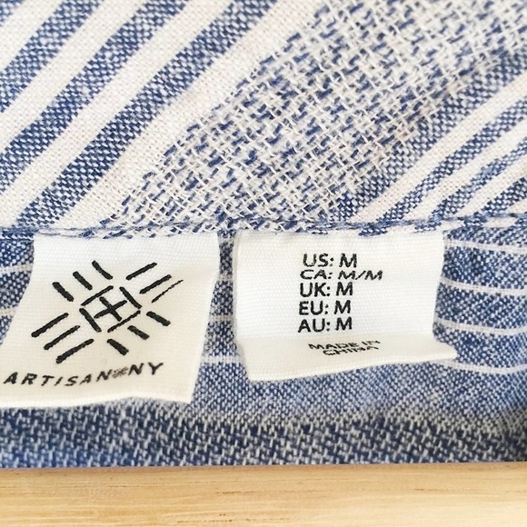 Artisan NY Striped Boxy Linen Dolman Sleeve Top Blouse M - Picture 3 of 5